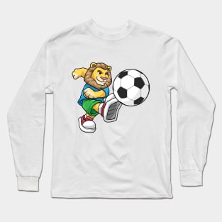 Lion as Soccer player with Soccer ball Long Sleeve T-Shirt